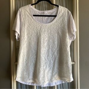 Calvin Klein White Short Sleeve Lace Tee